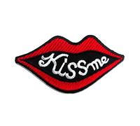 Catch the Patch Kiss Me Aufnäher zum Aufbügeln 7 x 7 cm Bügelbild für Erwachsene Kinder mit Romantik Liebe Vintage Original, Bügelpatch Patches Bügelflicken Geschenk