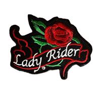 Catch the Patch Lady Rider Aufnäher zum Aufbügeln 9 x 7 cm Bügelbild für Erwachsene mit Biker Kutte Heavy Metal Rocker, Bügelpatch Patches Bügelflicken Geschenk