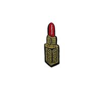 Catch the Patch Lippenstift Aufnäher zum Aufbügeln 7,8 x 2,2 cm Bügelbild für Mädchen Erwachsene mit Beauty Pailletten Mode Glamour, Bügelpatch Patches Bügelflicken Geschenk