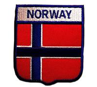 Catch the Patch Norwegen Aufnäher zum Aufbügeln 6,4 x 7,4 cm Bügelbild für Erwachsene Kinder mit Original Nationalflagge, Reisemotiv Souvenir Patches