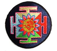 Catch the Patch Om Symbol Spirituell Meditation Aufnäher zum Aufbügeln 8 x 8 cm Bügelbild für Erwachsene mit Yoga Achtsamkeit, Bügelpatch Patches Bügelflicken