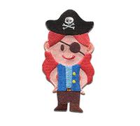 Catch the Patch Piratin Kapitänin Skull Beach - (Größe: 3,7 x 7,1 cm) - Aufbügler & Applikationen in verschiedenen Größen - Ideal für Kleidung, Schulranzen, Jeans & Rucksäcke