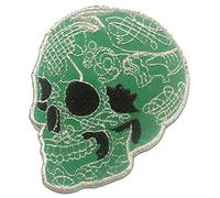 Catch the Patch Totenkopf Skelett Aufnäher zum Aufbügeln 8 x 9,5 cm Bügelbild für Erwachsene mit Skull Vintage Edgy Statement, Bügelpatch Patches Bügelflicken Geschenk