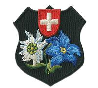 Catch the Patch Trachten Schweizer Wappen Blume - (Größe: 5,2 x 5,5 cm) Aufnäher, Bügelbilder, Aufbügler, Applikationen, Patches, Sticker zum Aufbügeln oder Aufnähen - für Kleidung, Taschen, Jacken