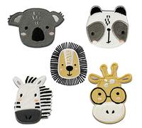 Catch the Patch Zoo Set 5 Stück Tier - (Größe: verschiedene Größen) - Aufbügler & Applikationen in verschiedenen Größen - Ideal für Kleidung, Schulranzen, Jeans & Rucksäcke