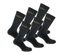 Caterpillar Boot Socks 6 Paar Stretch-Baumwollsocken, verstärkte Zehen und Fersen, geeignet für Stiefel (Schwarz, 43-46)