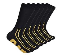 Caterpillar Herren 6-Pack Half Cushioned Crew Lssige Socken, Schwarzes Logo (6er-Pack), Large