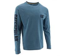 Caterpillar Herren Trademark Banner Long Sleeve Tee with Center Back Neck Wire Management Loop and Cat Logo T-Shirt, Echtes Blaugrün meliert, L