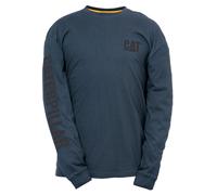 Caterpillar Markenbanner Langarm Baumwoll Herren Blau T-Shirt XL