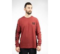 Caterpillar Markenbanner Langarm-Baumwoll-Herren-T-Shirt in Rot M