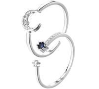 CATIEBYE 2 Stück Verstellbare Damenringe Mond Stern Design Kreative Kombination Schmuck Geburtstag Geschenk Trendiger Modeschmuck Elegant und Stilvoll