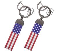 CATIEBYE 2stücke Amerikanische Flagge Auto Schlüsselanhänger Metall Keychain DIY Schlüsselring für Männer Frauen Patriotic Geschenk für Geburtstag Party