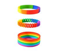 CATIEBYE 3 Stück Regenbogen Armbänder aus Silikon Leicht und Tragbar Stilvolles Design für Sport und Freizeit Handgelenksfreundliches Einzigartiges Accessoire Zufällige Farbe