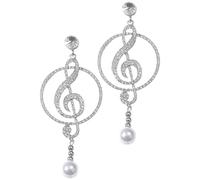 CATIEBYE 925 Stück Silber Ohrhänger mit Musiknoten Lange Baumelnde Damen Ohrringe Kreativer Schmuck Leicht und Hautfreundlich Geschenk für Musikliebhaber