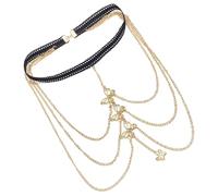 CATIEBYE Mehrschichtige Elastische Oberschenkelkette mit Schmetterlingsanhänger Modischer Körperschmuck für Damen Vielseitig Tragbar bei Party Club und Festival Bequem und Attraktiv