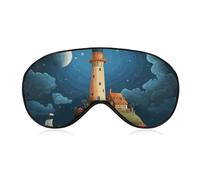 Catoon Schlafmaske mit Wal-Leuchtturm, weich, bequem, Augenmaske mit verstellbarem Riemen, Augenabdeckung, Augenschutz für Männer und Frauen, Arbeit, Reisen