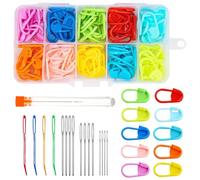 CATOR 120 Stück Häkel-Maschenmarkierer, maschenmarkierer, Strickmarker, Häkelklammern, 16 Stück Nähnadeln mit großem Öhr, stopfnadel, mit Aufbewahrungsbox für DIY Häkel-Bastelprojekte