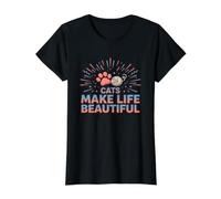 Cats Make Life Truly Beautiful Cat Paw Beans Garn Playful Preisgünstiges Grafik-T-Shirt, Damen, Schwarz, M