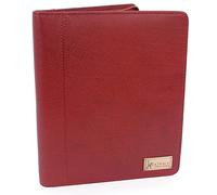 Catwalk Collection Handbags - Damen A5 Leder Notizbuchtasche - Schreibmappe mit Reißverschluss - Passend für Tablet und Notizbuch - Angela - Rot