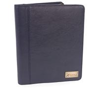 Catwalk Collection Handbags - Damen A5 Leder Notizbuchtasche - Schreibmappe mit Reißverschluss - Passend für Tablet und Notizbuch - Angela - Blau