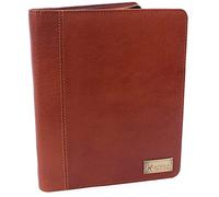 Catwalk Collection Handbags - Damen A5 Leder Notizbuchtasche - Schreibmappe mit Reißverschluss - Passend für Tablet und Notizbuch - Angela - Hellbraun