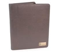 Catwalk Collection Handbags - Damen A5 Leder Notizbuchtasche - Schreibmappe mit Reißverschluss - Passend für Tablet und Notizbuch - Angela - Grau