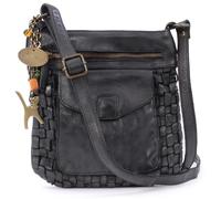 Catwalk Collection Handbags - Damen Gewebte Leder Umhängetasche - Handtasche Klein - Verstellbarer Schultergurt - Simona - Schwarz