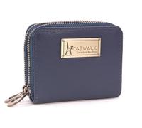 Catwalk Collection Handbags - Damen Leder Geldbörse - Portemonnaie Mittelgroß - Münzbörsen mit 13 Kartenfächer - RFID Blocker - Isla - Blau
