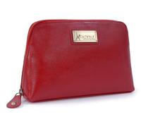 Catwalk Collection Handbags - Damen Leder Make - Up Tasche - Schminktasche Mittelgroß - Kosmetiktasche für Handtasche - Emma - Rot