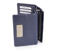 Catwalk Collection Handbags - Leder Geldbörse Damen Mittelgroß - Geldbeutel mit Münzfach und 7 Kartenfächer - RFID Schutz - Victoria - Blau