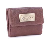 Catwalk Collection Handbags - Leder Geldbörse Damen - Portemonnaie Klein - 6 Kartenfächer und Münzfach - RFID Schutz - Geschenkbox - Eve - Braun