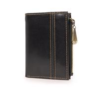 Catwalk Collection Handbags - Leder Geldbörse Damen - Portemonnaie Klein - 6 Kartenfächer und Münzfach - RFID Schutz - Geschenkbox - Evelyn - Schwarz