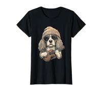Cavalier King Charles Spaniel Ukulele-Mütze Y2K Aesthetic Preisgünstiges Grafik-T-Shirt, Damen, Schwarz, L