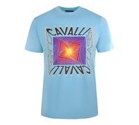 Cavalli Class Asymmetric Box Design Hellblaues T-Shirt XL