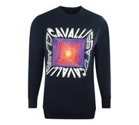 Cavalli Class Asymmetric Box Design Marineblaues Sweatshirt 2XL
