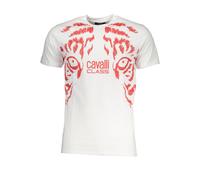 Cavalli Class Bianco Baumwoll Herren T-Shirt XL