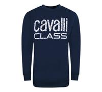 Cavalli Class Bold Floral Design Marineblaues Sweatshirt 2XL