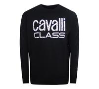Cavalli Class Bold Floral Design Schwarzes Sweatshirt L