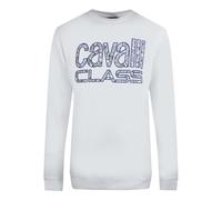 Cavalli Class Bold Floral Design Weisses Sweatshirt 2XL