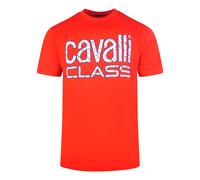 Cavalli Class Bold Floral Logo Rotes T-Shirt XL