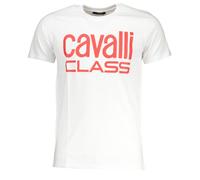 Cavalli Class Bold Red Logo Weißes T-Shirt 2XL