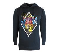 Cavalli Class Diamond Tiger Design Schwarzer Kapuzenpullover 2XL