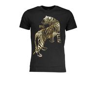 Cavalli Class T-Shirt für Herren, bedruckt, 100 % Baumwolle, Schwarz , XL