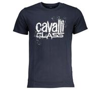 Cavalli Class Farbkleckse Logo Marineblau T-Shirt L