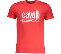 Cavalli Class Farbkleks-Logo Rotes T-Shirt XL