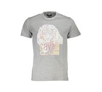 Cavalli Class Graues Kurzarm T-Shirt mit Rundhals und Logo - Größe: XL