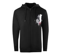 Cavalli Class Grosser schwarzer Kapuzenpullover im Tiger-Design mit Reissverschluss XL