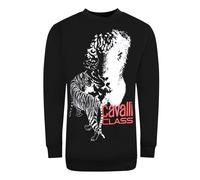 Cavalli Class grosses schwarzes Sweatshirt mit Tiger-Logo-Design M