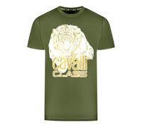 Cavalli Class großes Tiger-Logo grünes T-Shirt M