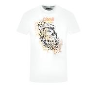 Cavalli Class Leopardenmuster Silhouette Weißes T-Shirt 2XL